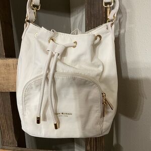 Isaac Mizrahi Cream Drawstring shoulder crossbody bag
